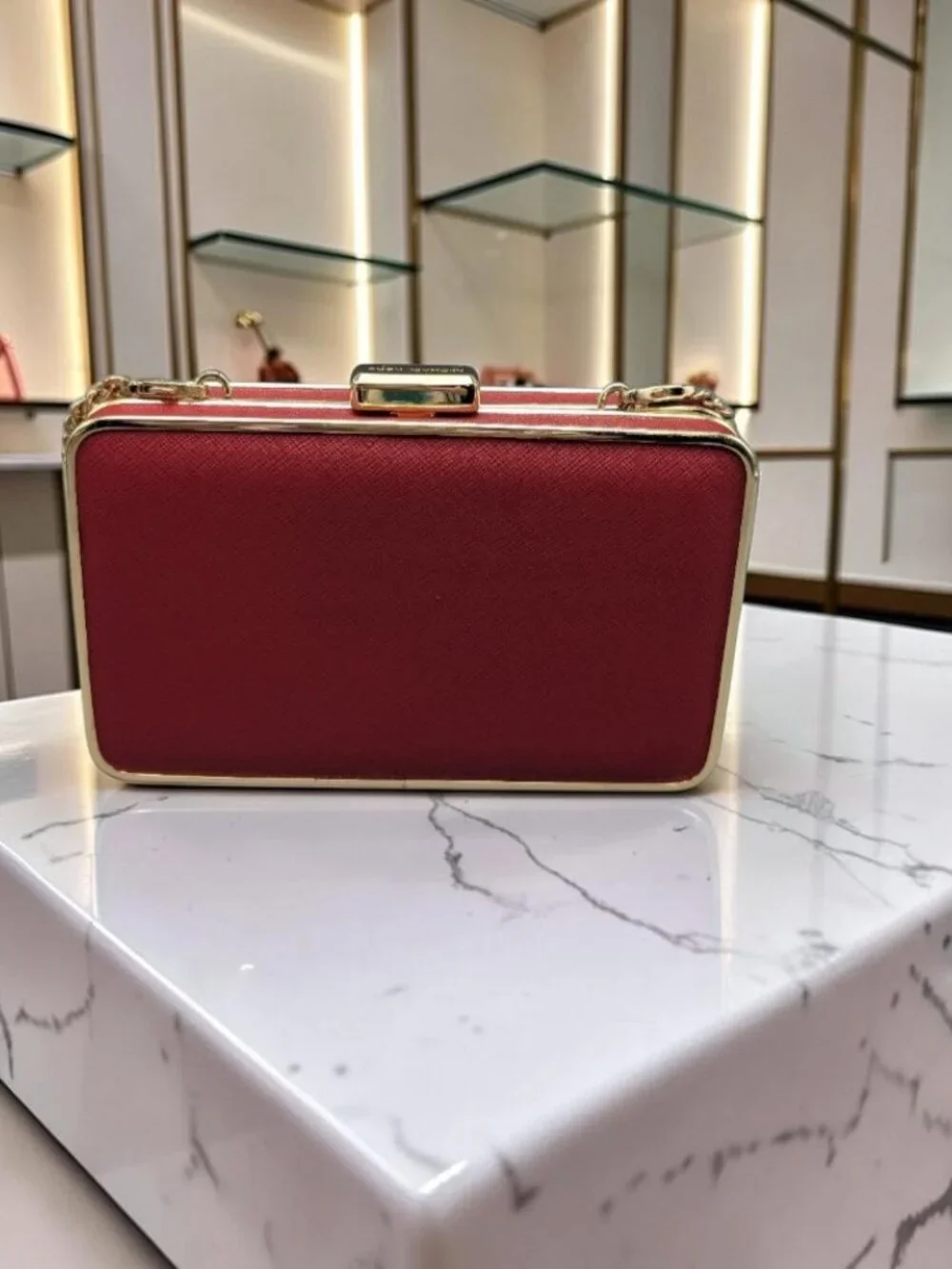 Michael Kors Vintage Saffiano Calf Leather Minaudiere Clutch